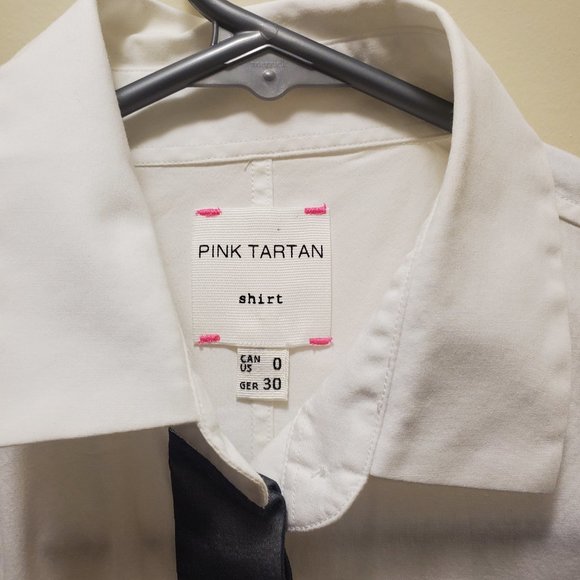 Pink Tartan High Contrast White With Grey Accents Blouse - Picture 2 of 5